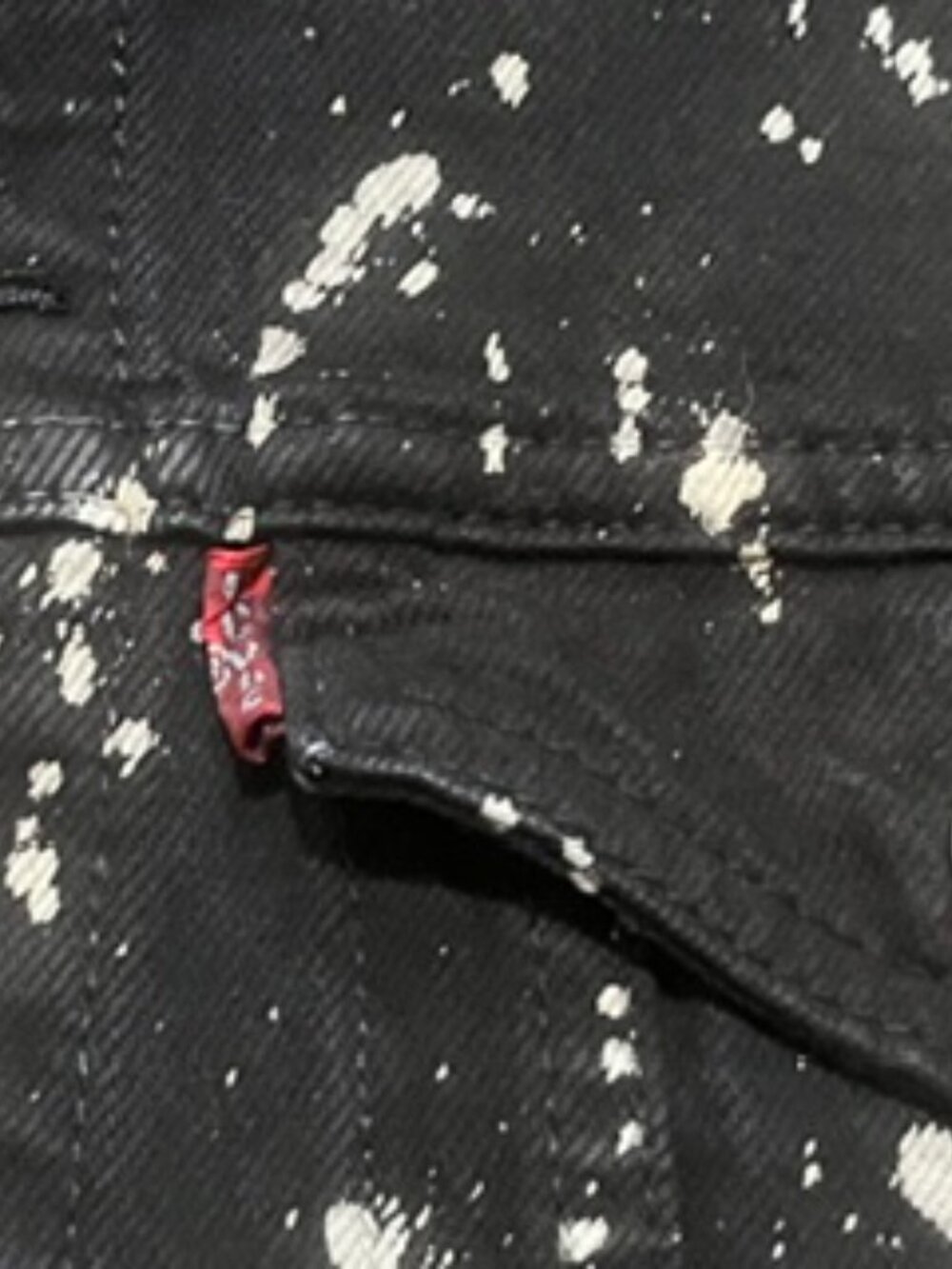 Levi’s Denim Jean‎ Jacket Adult MEDIUM Black Paint Splatter Unisex - Picture 9 of 12